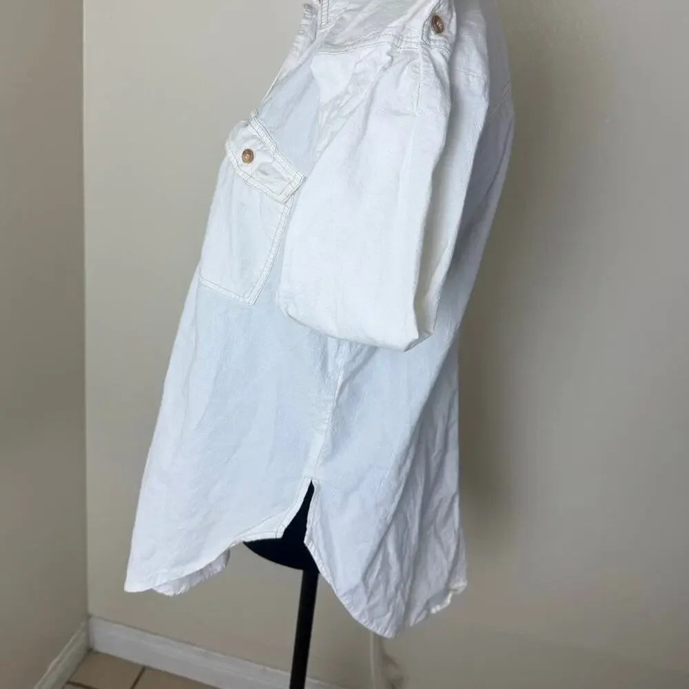 We The Free Free People freddie White Oversize Long Sleeve Top XS